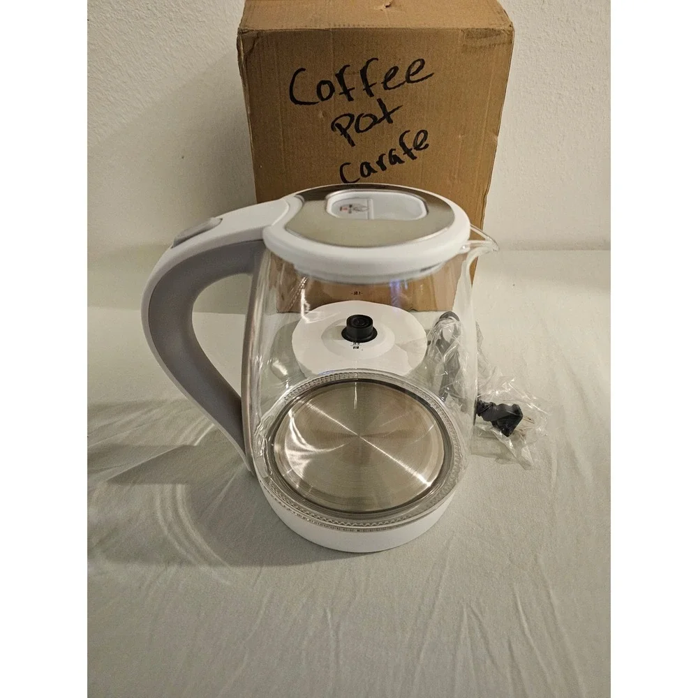 Eachoo KE8090 Electric Glass Kettle 1.7L 1200W White Cordless Water Boiler New